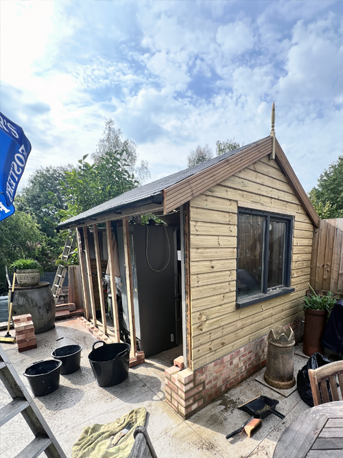 Bespoke garden building before and after